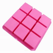 Silikon Kare Kek Kurabiye Pasta Pişirme Kalıbı 9 LU 25X25 CM thumbnail 1