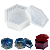 Silikon Reçine Altıgen Mücevher Saklama Kutusu Kalıp  8 CM - 1