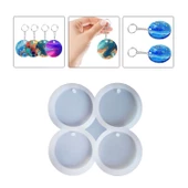 Epoksi Silikon Kalıp Delikli Yuvarlak Anahtarlık Kolye Kalıbı 4 Lü - 1