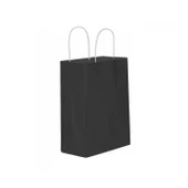 Kağıt Hediye Çantası Düz Renk Büyük Boy 25X31 CM (25 Adet)  Siyah - 1