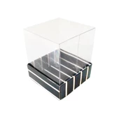 Asetat Kutu Altı Karton Çizgili Model 5x5x5 CM (25 Adet)  Siyah - 1