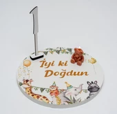 doğum panolu ve safari konseptli yaş pasta tablası - 4