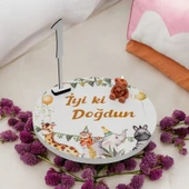 doğum panolu ve safari konseptli yaş pasta tablası - 1