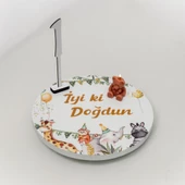 doğum panolu ve safari konseptli yaş pasta tablası - 2