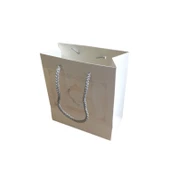 Karton Hediye Çantası Gümüş Saray Desenli 20X20X10 CM (10 Adet)  Beyaz - 1