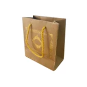 Karton İpsaplı Hediye Çantası Saray Desenli GOLD 15X17X8 10 Adet  Kraft - 1
