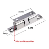 Bilyalı Bilye Metal Çıt Çıt Sineklik Dolap Çekmece Mobilya Kapak Tutacağı 2 Adet Kilit Aparat - 2