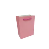 İp Saplı Karton Çanta Minik Boy Düz Renk 13.8X10X5 CM (25 Adet)   Pembe - 1