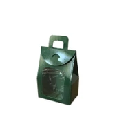 Kına Ve Çerez Çantası Pencereli Karton 7.5X11X4 (20 Adet)  Yeşil - 1