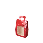 Kına Ve Çerez Çantası Pencereli Karton 7.5X11X4 (20 Adet)  Kırmızı - 1