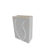 İp Saplı Karton Çanta Minik Boy Düz Renk 13.8X10X5 CM (25 Adet)   Beyaz - 1