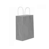 Kağıt Hediye Çantası Düz Renk Battal Boy 31X41 CM (25 Adet)  Gümüş - 1