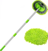 QASUL Mikrofiber Çok Fonksiyonlu Uzun Sopalı Oto Araba Araç Yıkama Temizleme Fırçası Yedek Mop Hediye - 1
