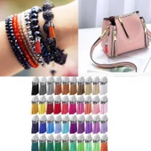 Epoksi Mini Deri Anahtarlık Küpe Püskül Karışık Renk  (100 Adet) - 5