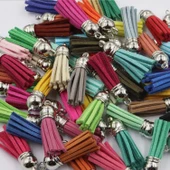 Epoksi Mini Deri Anahtarlık Küpe Püskül Karışık Renk (100 Adet) - 2