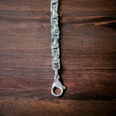 Gümüş Renk, Modern Halkalı Paslanmaz Çelik Erkek Bileklik 21 cm - 2