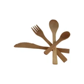 4'lü Ahşap Bambu Çatal Bıçak Kaşık Seti 19 cm Ahşap Çatal Bıçak Takımı - 3