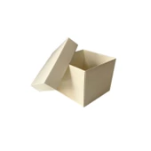Komple Karton Kutu Düz Renk 8x8x6.5 CM (25 Adet)  Krem - 1