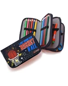 Kalem Kutusu Basketbol Kawai Organizer Kalemkutu Vegan Deri Üç Bölmeli Kalemlik Siyah - 3