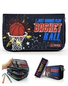 Kalem Kutusu Basketbol Kawai Organizer Kalemkutu Vegan Deri Üç Bölmeli Kalemlik Siyah - 1