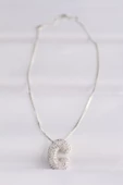 316L Çelik Zincirli Zirkon Taşlı C Harfli Silver Renk Bubble Kolye - TJ-BKO8579 - 2