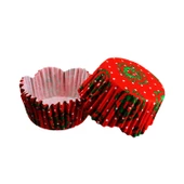 Cupcake Kalıbı Pet Kapsül  KIrmızı Yeşil Beyaz Puanlı Dalgalı Kek Kalıbı 65X38 MM (100 Adet) - 1
