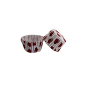 Kek Kalıbı Pet Kapsül 52X45 MM Kağıt Cupcake Kağıdı (100 Adet)  Bordo Kalp Desen - 1