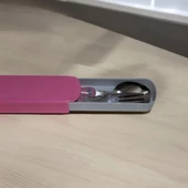 2'li Çocuk Çatal Kaşık Seti Figürlü Pembe Çocuk Çatal Kaşık Seti Kutulu Bebek Mama Seti - 5