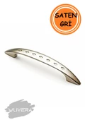 WUVERA Mobilya Dolap Çekmece Kulp Baklava Noktalı 96mm Saten Gri Renk - 1