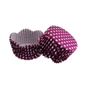 Cupcake Kalıbı Pet Kapsül Dalgalı Kek Kalıbı 65X38 MM (100 Adet)  Puantiyeli Mor - 1