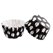 Cupcake Kalıbı Pet Kapsül Kek Kalıbı 48X34 MM (100 Adet)  Puantiyeli Siyah - 1