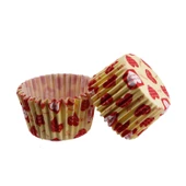 Cupcake Kalıbı Pet Kapsül  Kek Kalıbı 48X34 MM (100 Adet)  Sarıya Kırmızı Kalpli Yazılı - 1
