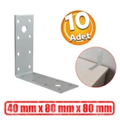 Mobilya Dolap Duvar Sabitleme 10 ADET Metal Köşebent 40x80x80 mm Bağlantı Aparatı L Demiri Gönye - 1