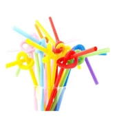 Pipet Artistik Straws 6 MM Plastik Karışık Renkli (50 Adet) - 1