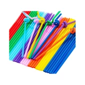Pipet Artistik Straws 6 MM Plastik Karışık Renkli (50 Adet) - 2