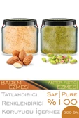 2 Çeşit Saf Ezme Antep Fıstığı Ezmesi Badem Ezmesi Bi Kavanoz 330 cc. Cam Kavanozlar Şeker İlavesiz - 1
