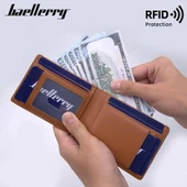 Baellerry Minimalist RFID Koruma Çift Kat Deri Çoklu Kart Cüzdan Erkek Kartlık - 12