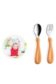 Babyjem Cam Rende + Dökülmeyen Tabak Turuncu + Paslanmaz Çelik Çatal Kaşık Seti Somon thumbnail 4
