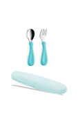 Babyjem Çatal Kaşık Saklama Kabı Yeşil + Paslanmaz Çelik Çatal Kaşık Seti Turkuaz thumbnail 2
