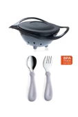 Babyjem Dökülmeyen Tabak Gri + Paslanmaz Çatal Kaşık Seti Gri thumbnail 1