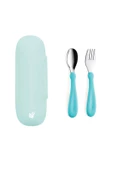 Babyjem Çatal Kaşık Saklama Kabı Yeşil + Paslanmaz Çelik Çatal Kaşık Seti Turkuaz thumbnail 1