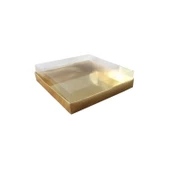 Asetat Kapaklı Karton Kutu Havlu Kutusu 20X20X5  CM (10 Adet)  Gold - 1