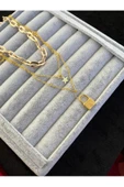 Ulaş Aksesuar  Gold Renk Kilit Katmanlı Kolye Gerdanlık Kolye Kadınlar İçin Katlı Kolye - 1