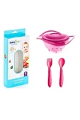 Babyjem Cam Rende + Dökülmeyen Tabak Pembe + Mama Kaşık Çatal Takımı Kırmızı thumbnail 1