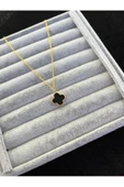 Ulaş Aksesuar  Van Cleef Siyah Sedef Yonca Gold Zincir Kararmaz Paslanmaz Kadın Kolye - 1
