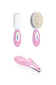 Babyjem 2'li Bebek Bakım Seti - Fırça Tarak + Çıt Çıt Tırnak Makası - Pembe - 1