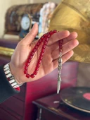 Özel Tasarım Püsküllü Ateş Kehribar Tesbih - 1
