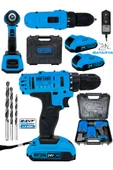 DAFLONG Alman 24 V 5 Ah Çift Metal Şanzıman Çift Akülü Şarjlı Setsiz Vidalama Matkap-MAVI thumbnail 1