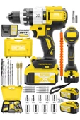 DAFLONG Brushless 58 v 5ah Çelik Şanzıman 10 Pilli Çift Akülü Darbeli Şarjlı Matkap Vidalama-SARI - 2