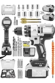 DAFLONG Brushless 58 v 5ah Çelik Şanzıman 10 Pilli Çift Akülü Darbeli Şarjlı Matkap Vidalama-BEYAZ - 1
